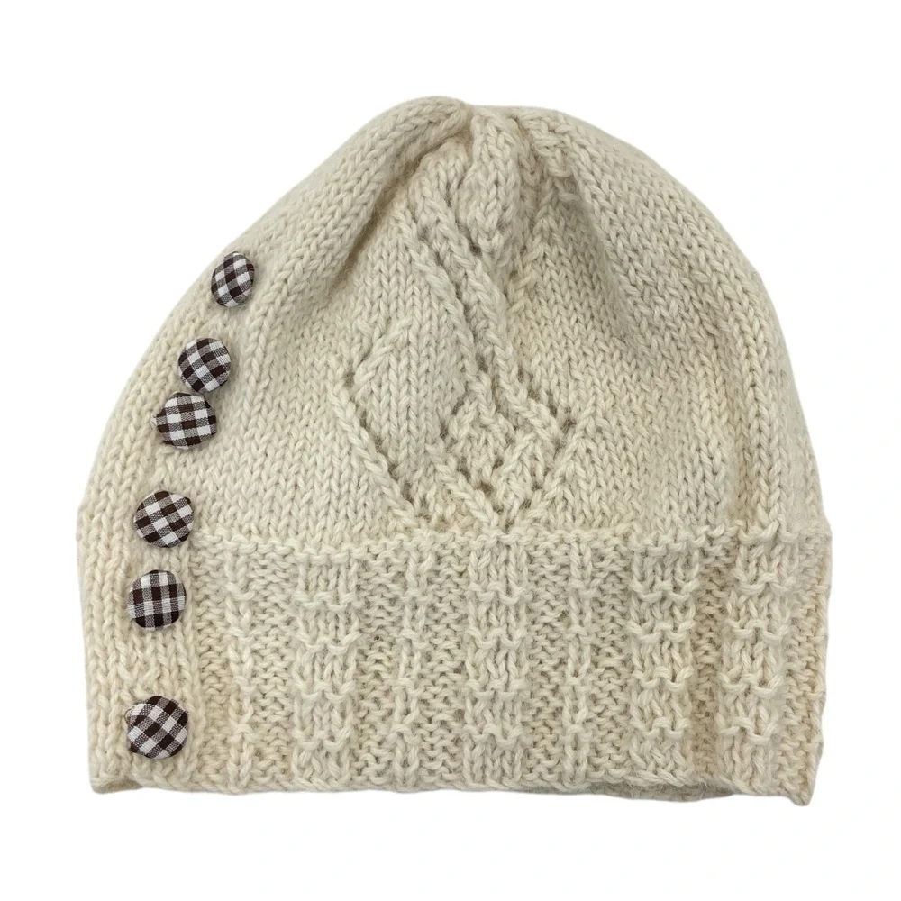 Peruvian Alpaca Knit Hat Cap OS Ivory/Natural